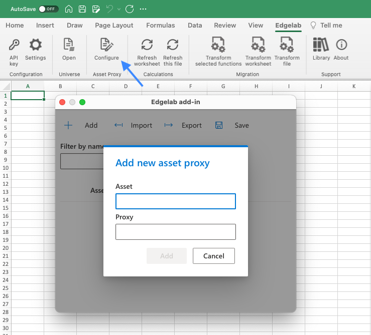 Group asset proxy of the Edgelab ribbon