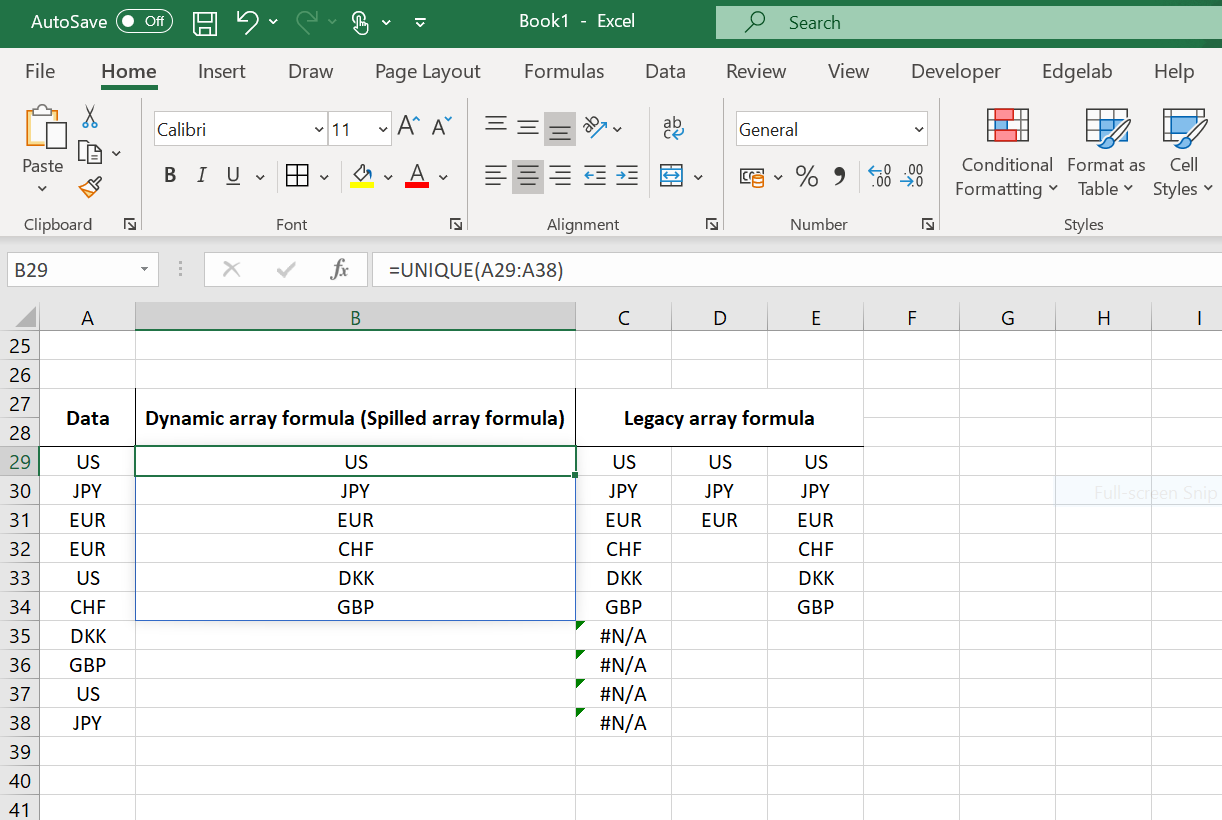 Spilled array formula compared to Legacy array formula ("Ctrl + Shift + Enter formula")